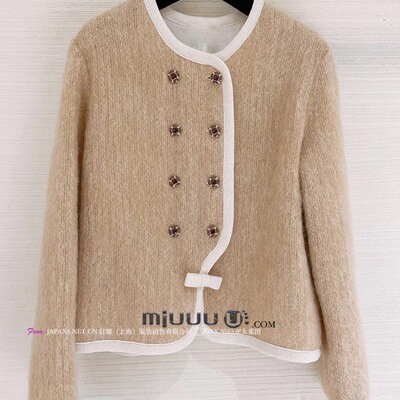 小香风撞色短款针织开衫时尚外套