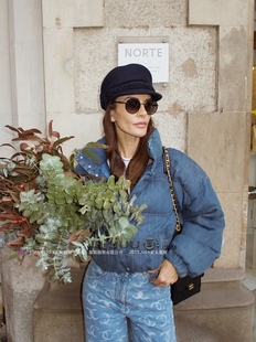 hmo 复古牛仔蓝羽绒服保暖棉服外套女 BUYER 日娜高奢20XXASIA