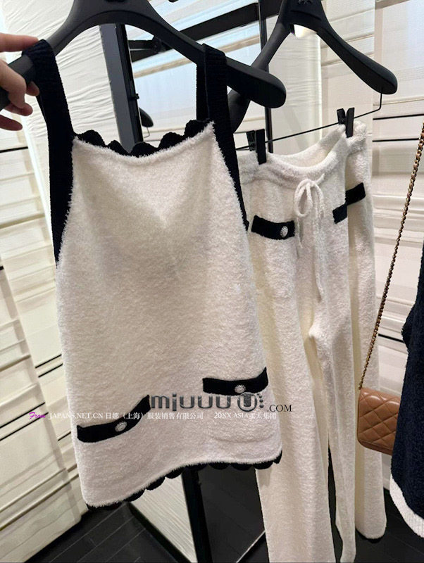 日娜高奢20XXASIA BUYER 11 bkl 小香风黑色撞色针织吊带背心上衣