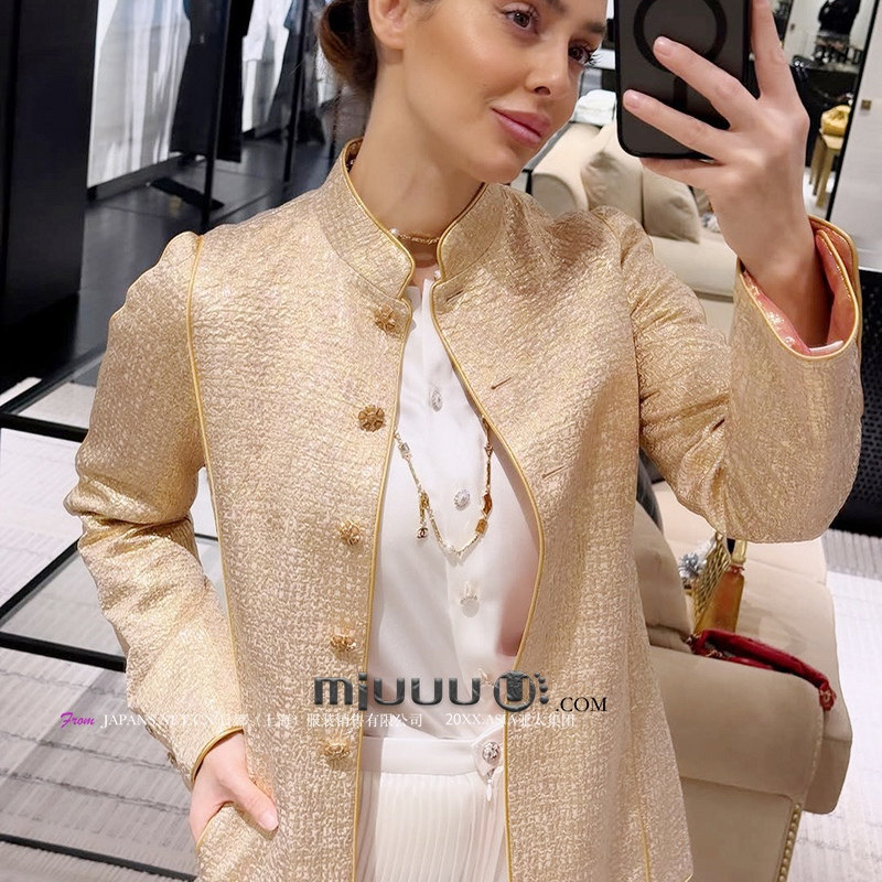 日娜高奢20XXASIA BUYER 12 hja 金色提花立领外套修身名媛风上衣