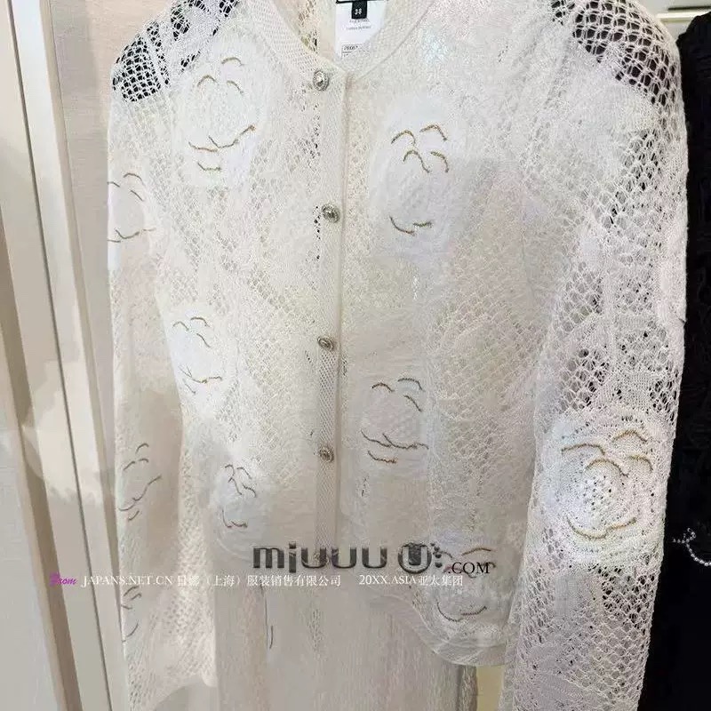 日娜高奢20XXASIA BUYER 11 ujn 法式清冷白色镂空针织开衫短款女