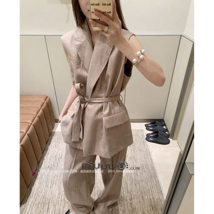 日娜高奢20XXASIA 6 jko 轻奢西装马甲套装女夏高腰阔腿裤两件套