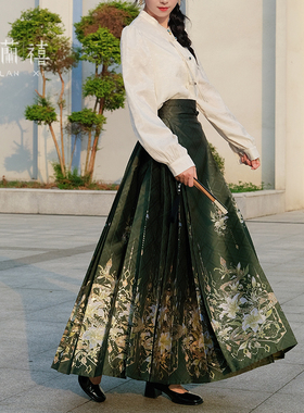 重工蛇年马面裙 木兰禧【碧灵】织金仿妆花马面裙口袋款马面裙