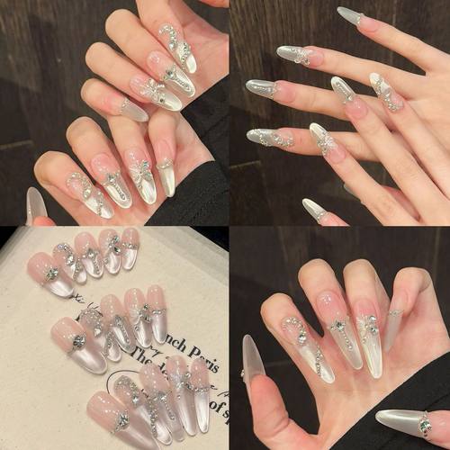 【白素贞】高品秋冬爆款纯手工穿戴甲绵密猫眼蝴蝶高级美甲贴片