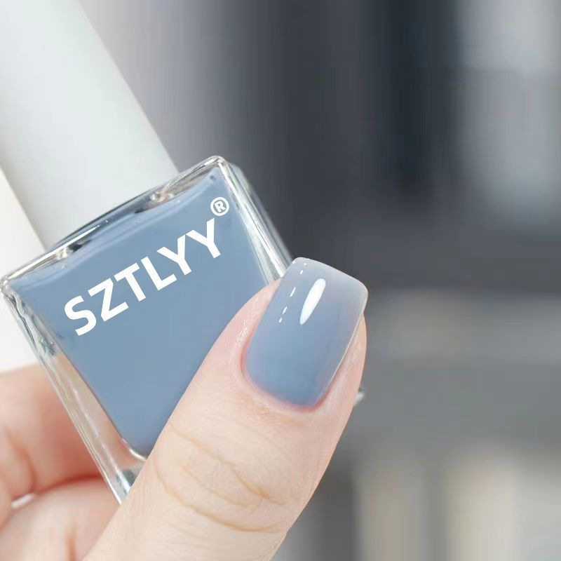 网红新色奶油蓝指甲油免烤可撕拉无异味水性健康显白裸色美甲油