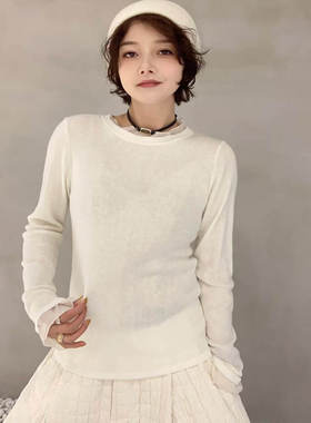 【丹丹福利秒杀不退换P】拼接白边羊毛假两件上衣 83506