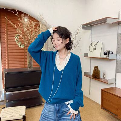 【丹丹福利秒杀不退换P】V领套头款软糯高品质羊毛毛衣 8199