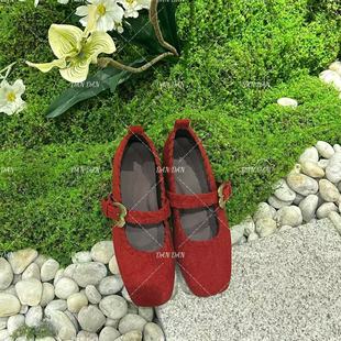 STY 不退换 小众设计金属扣玛丽珍一字扣方头浅口鞋 189