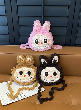 新款创意卡通女士斜挎包休闲百搭单肩包可爱韩系手工钩织包