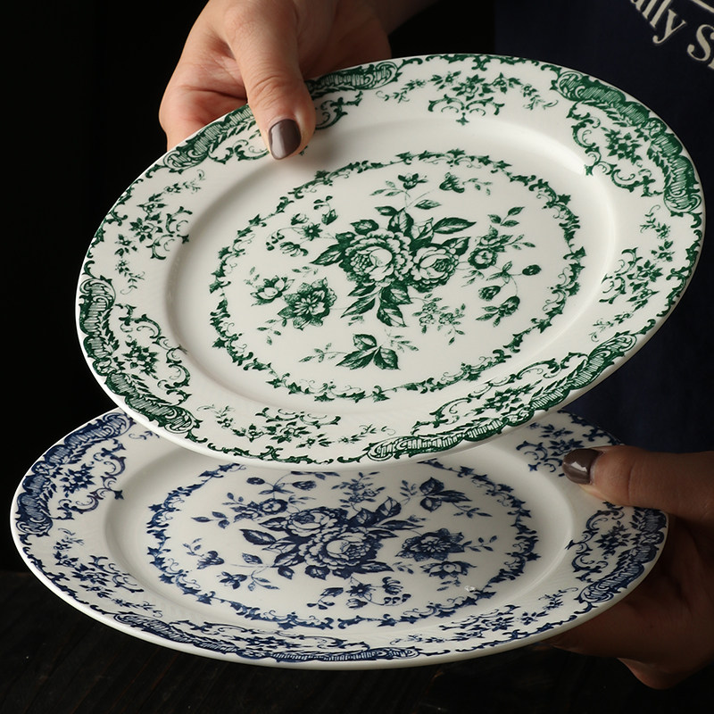 法式复古盘子高级感西餐餐盘早餐盘盘子陶瓷平盘瓷盘意面盘圆盘,餐饮具,盘,淘宝优惠券,粉丝福利购,淘宝优惠卷