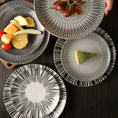 高颜值盘子高级感轻奢盘子创意餐具釉下彩盘子商用餐饮牛排西餐盘