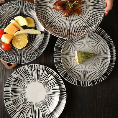 高颜值盘子高级感轻奢盘子创意餐具釉下彩盘子商用餐饮牛排西餐盘