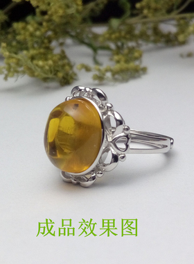 纯银镀黄金活口戒指托