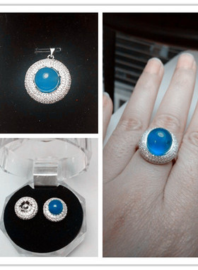 925银镀白金镶水钻吊坠圆珠戒托