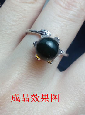 纯银镀白金复古活口戒托