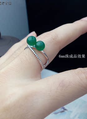 s925纯银镀白金带针6活口半孔珠