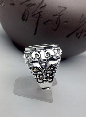 925纯银复古鬼脸网底霸气男款