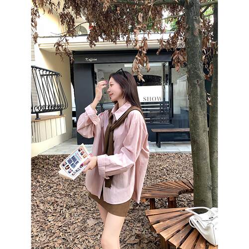 韩系盐系宽松百搭衬衫女秋