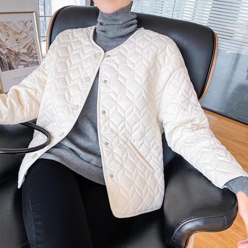 求简处理款不退不换韩版短款棉衣宽松菱格棉袄小个子棉服oversize