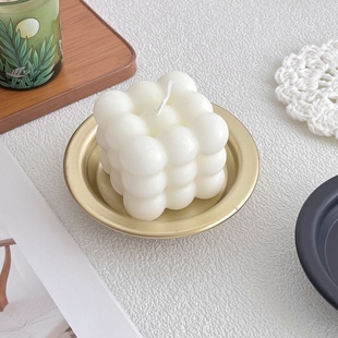 北欧ins复古圆形香薰蜡烛托台铁艺托盘摆件小烛台蜡台烛碟