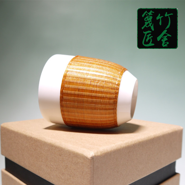 四川瓷胎竹编茶具单杯竹丝扣瓷茶杯 品茗杯普洱杯手工制作婚庆礼