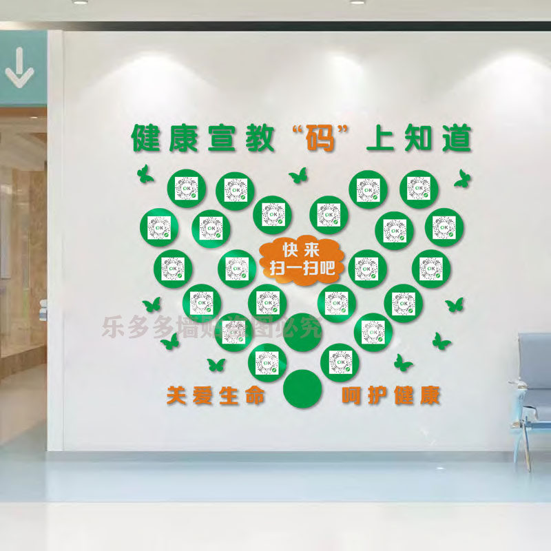 医院走廊科室门诊所护士站背景墙软装墙贴