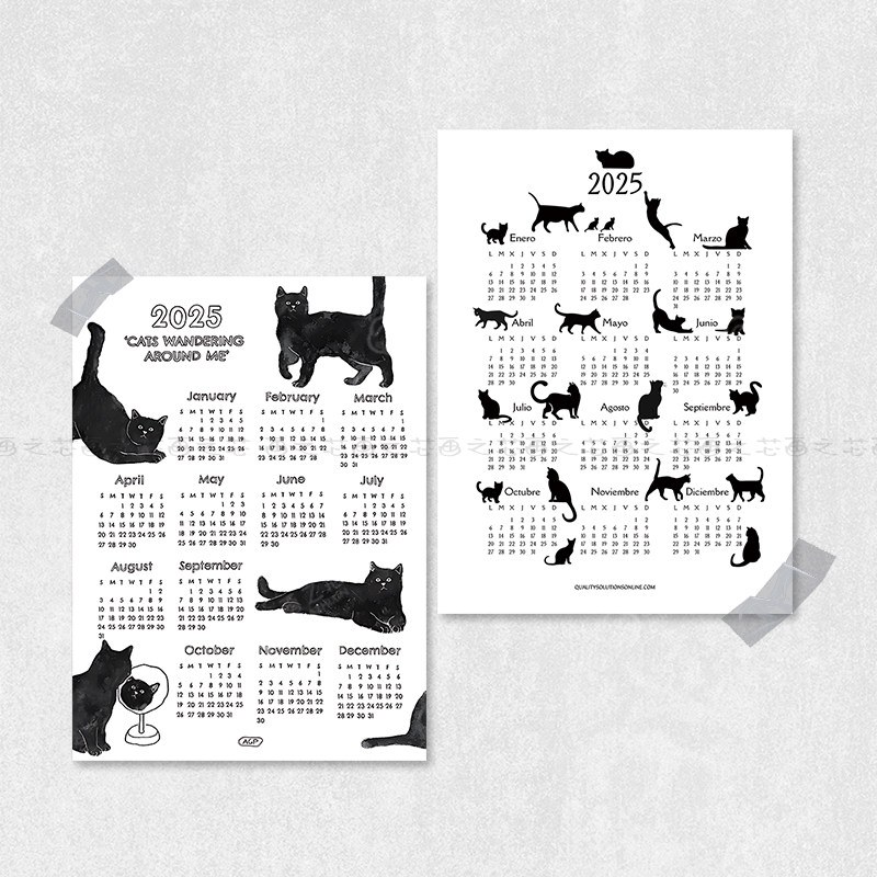 可爱猫咪日历海报2025年历简约治愈卧室宿舍装饰画自粘画芯墙贴,家居饰品,现代装饰画,淘宝优惠券,粉丝福利购,淘宝优惠卷