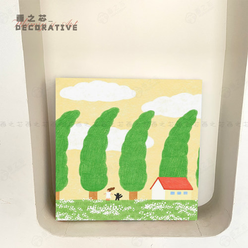 可爱风多巴胺插画儿童房装饰画芯