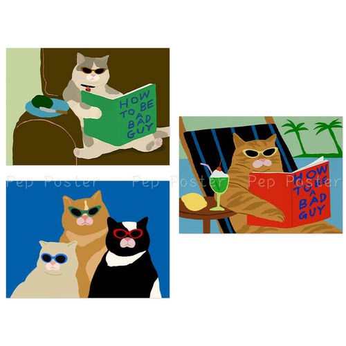 戴眼镜的酷猫咪海报卧室装饰画芯