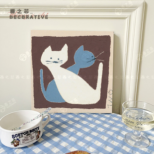 北村人ins可爱动物插画简约风柜子书桌墙面装饰画芯自粘海报墙贴