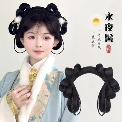 汉服假发古风一体式全套发髻头饰发髻凌妙妙同款古装日常盘发发包
