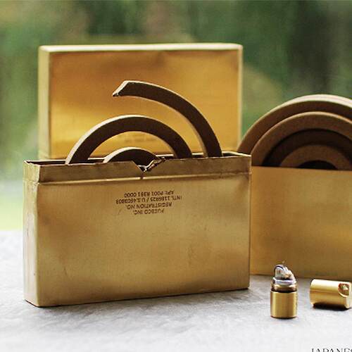 金色黄铜带盖蚊香盒puebco便携