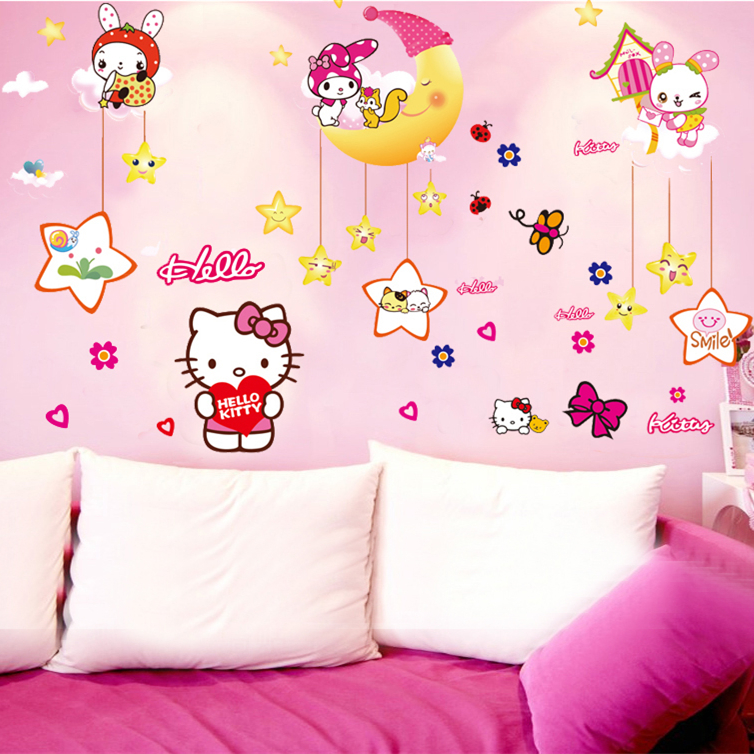 ¿µÙè kittyǽÌùÎÔÊÒÎÂܰ¿¨Í¨¶ùͯ·¿Ç½»×°ÊÎÆ·´²Í·Ìù»Ç½ÉÏÌùÖ½