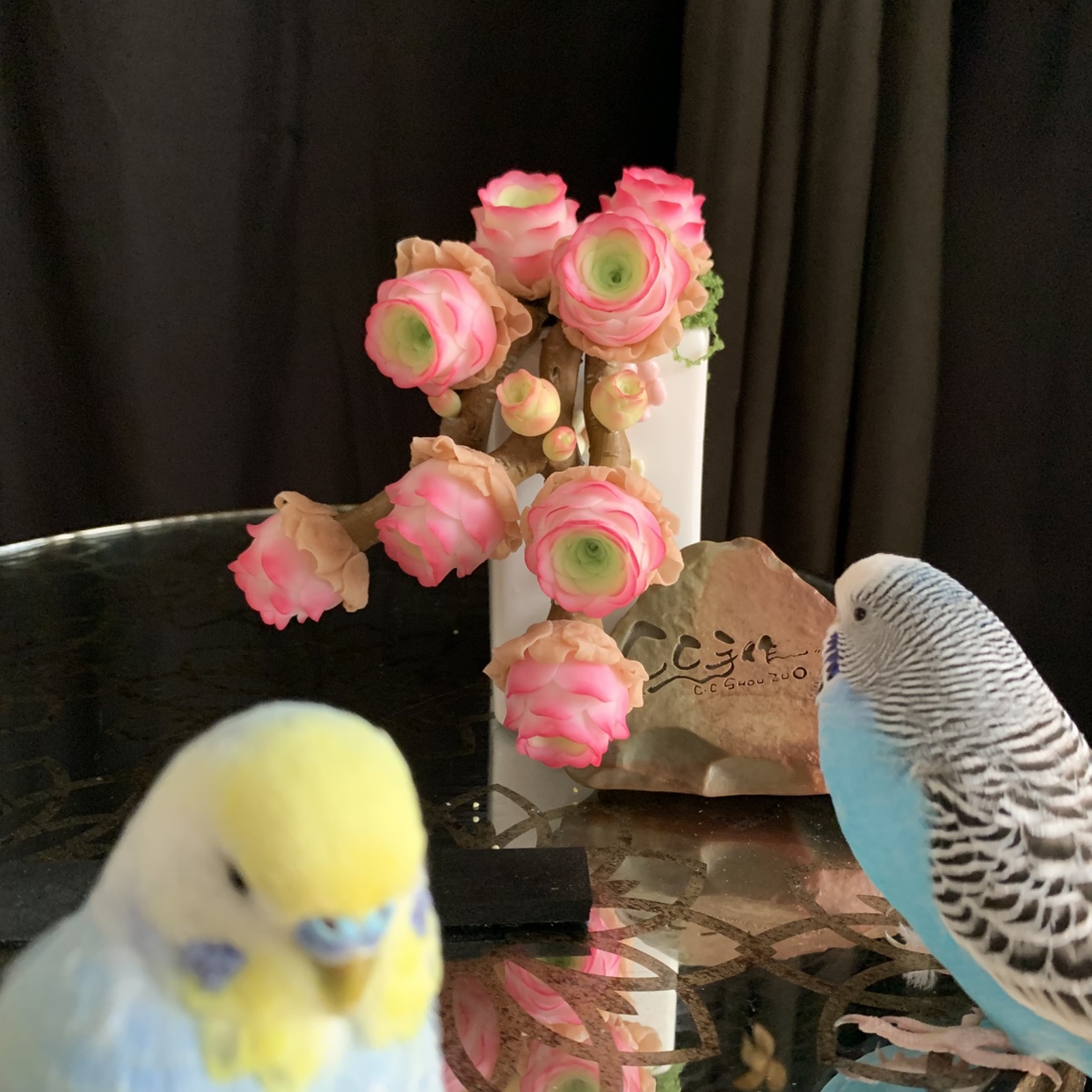 迷你手工粘土多肉虾饺白茶玫瑰