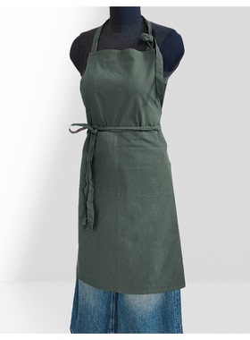 挂脖棉麻围裙女家用厨房花艺美甲店画画工作服定制logo印字