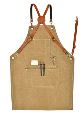 烧烤美发师奶茶店烘焙店工作服女咖啡师画画围裙定制LOGO印字男