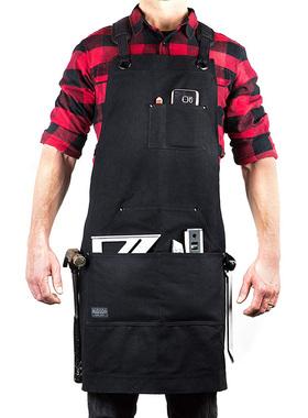 防水油蜡工具围裙干蜡湿蜡帆布出口品质真皮织带围裙多口袋