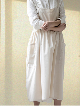 ins日韩棉麻围裙烘焙美术园艺师美甲师文艺小清新工作围腰