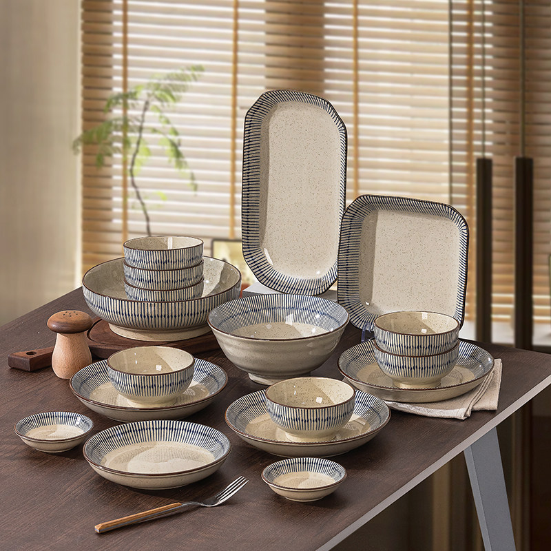 碗家用2025新款日系高颜值碗盘餐具套装釉下彩碗碟筷整套结婚礼物