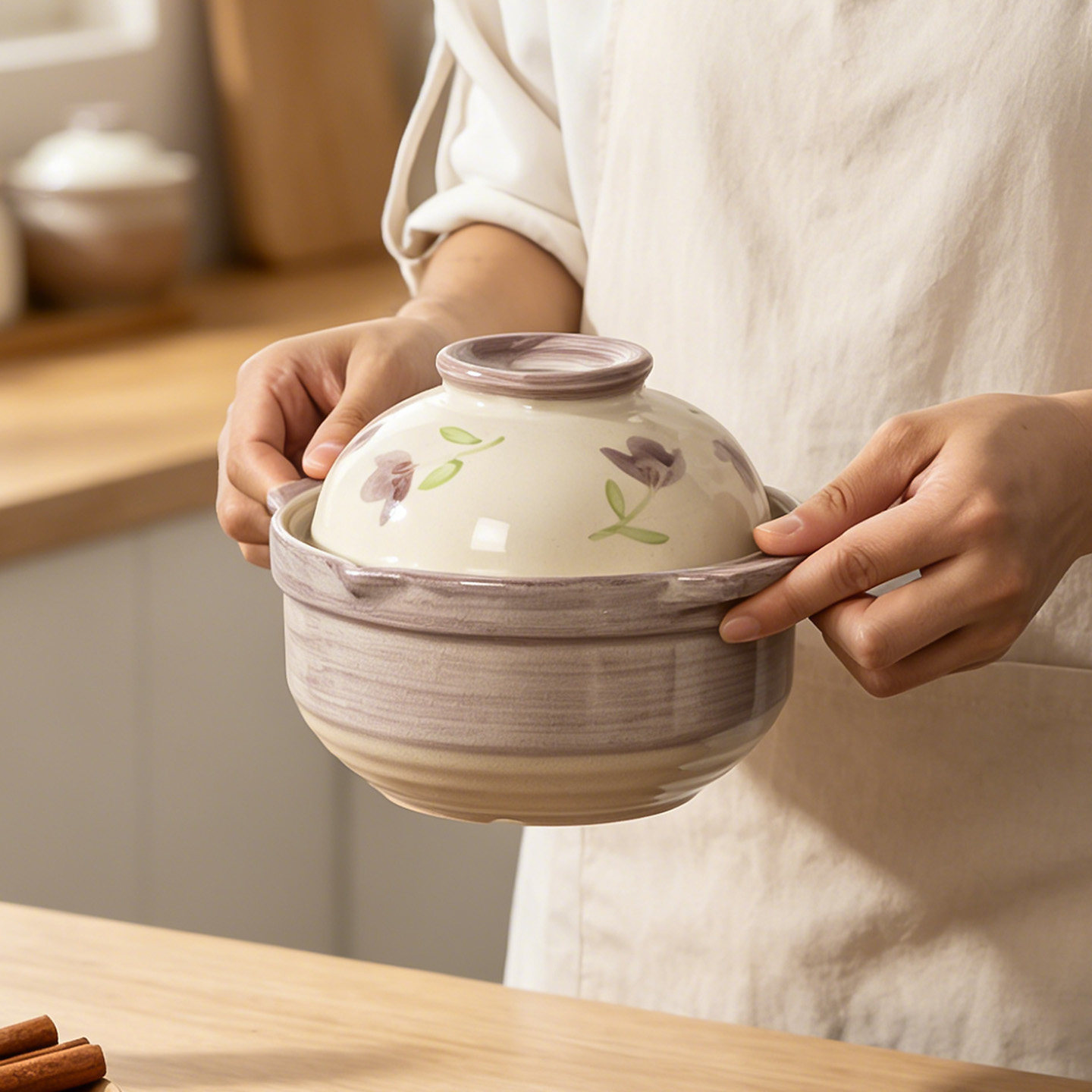 日式陶瓷砂锅带盖家用2026新款耐高温煲汤锅釉下彩一人食迷你砂锅 - 实物图