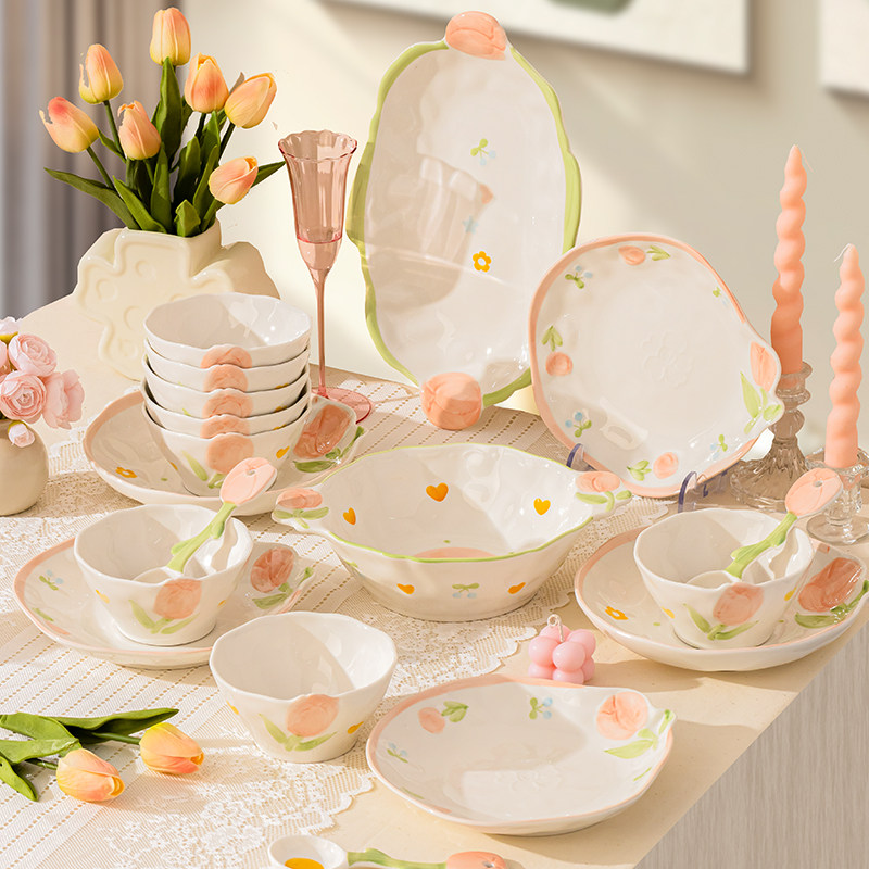 碗盘餐具家用2025新款高颜值碗碟餐具套装釉下彩乔迁之喜结婚礼物