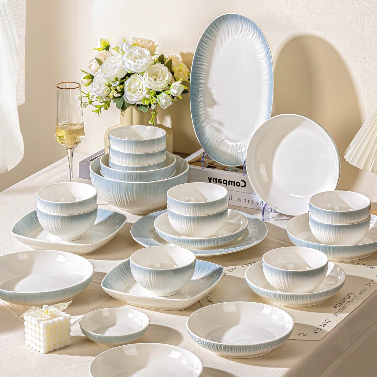 碗碟套装2025新款家用釉下彩餐具碗盘碗具碗碟套装乔迁送礼