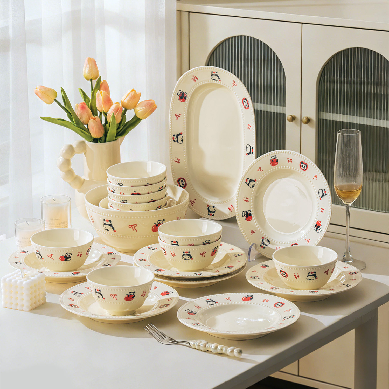 碗盘餐具家用2026新款高颜值釉下彩碗碟餐具套装乔迁之喜结婚礼物