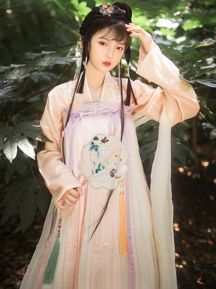 汉服古装女 广袖流仙裙中国风齐胸襦裙改良 古风春夏 花娥