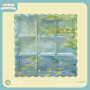 睡莲夏天冰垫坐垫办公室水垫莫奈油画降温垫学生宿舍透气椅子垫