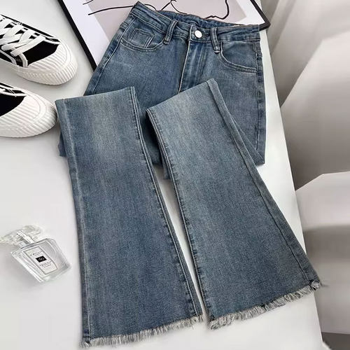 2025 Fashion elastic jeans women ladies jeans pants 女微喇裤