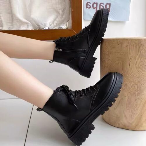 flat shoes women winter boots ankle boot leather shoes女短靴