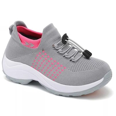 4344 large size women's webbed sports casual shoes飞织单鞋女