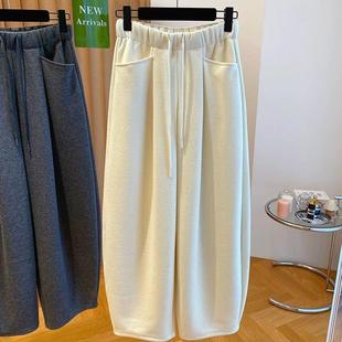 女松紧腰卫裤 300斤垂感温柔加绒加厚秋冬慵懒风阔腿裤 胖mm2 大码