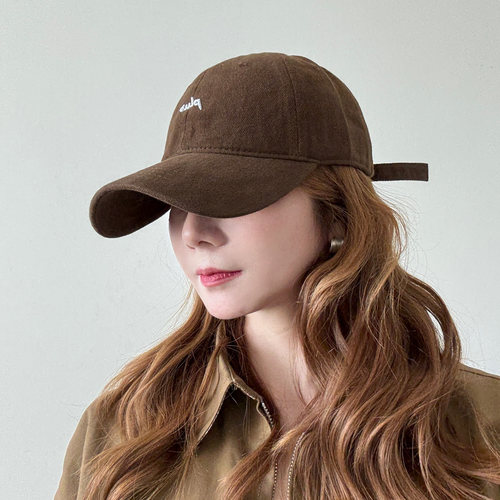 棒球帽复古弯檐磨毛刺绣显脸小